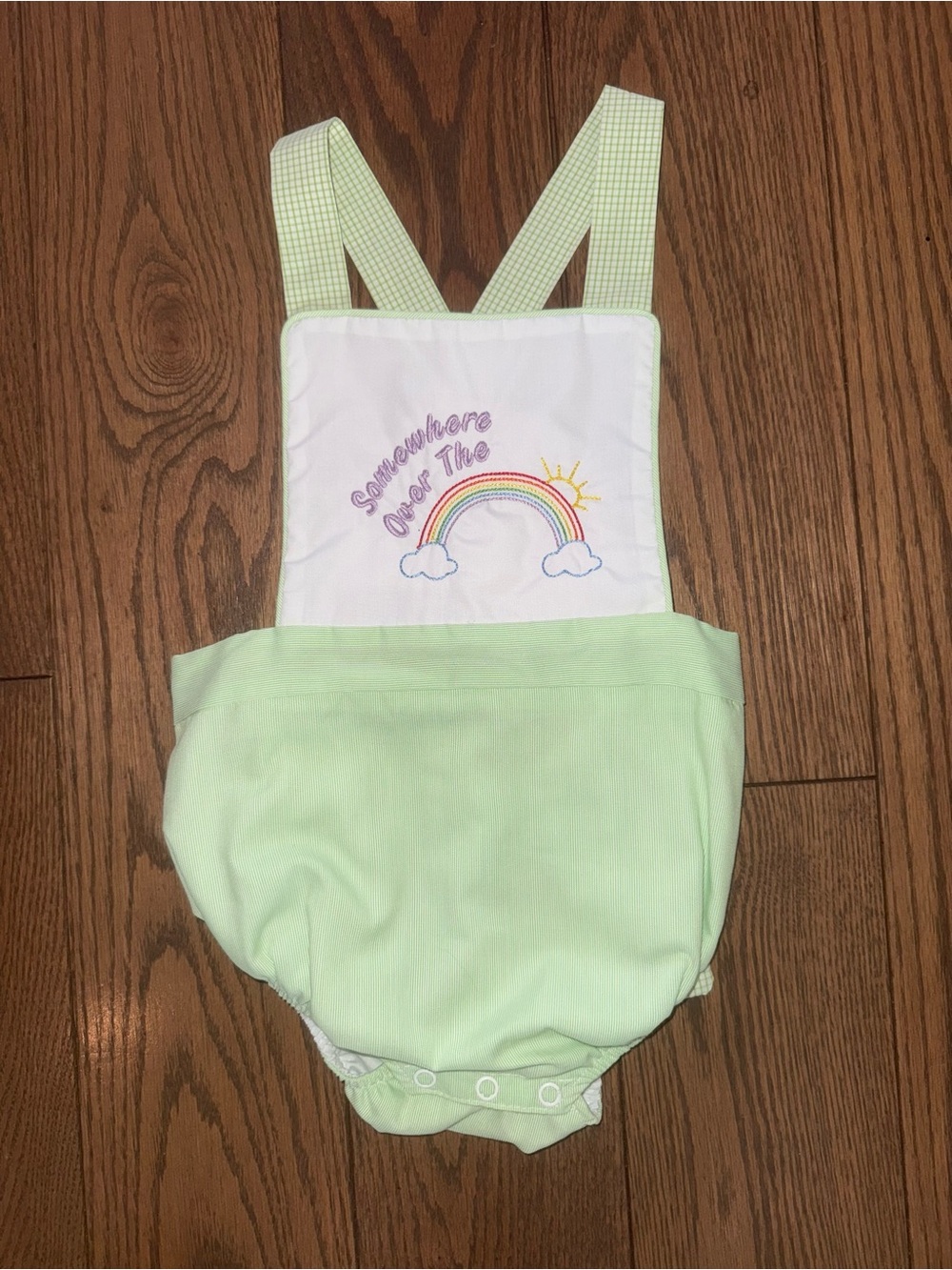 NWT Beaufort Bonnet custom embroidered “somewhere over the rainbow” sunsuit